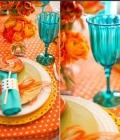 Combinatii de culori pentru nunta: turcoaz si portocaliu