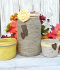 Mason jars: borcane decorate cu sac, dantela si sfoara (II)